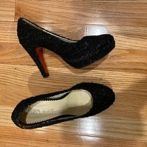 Women’s Black Sparkle Glitter Heels Sz 6